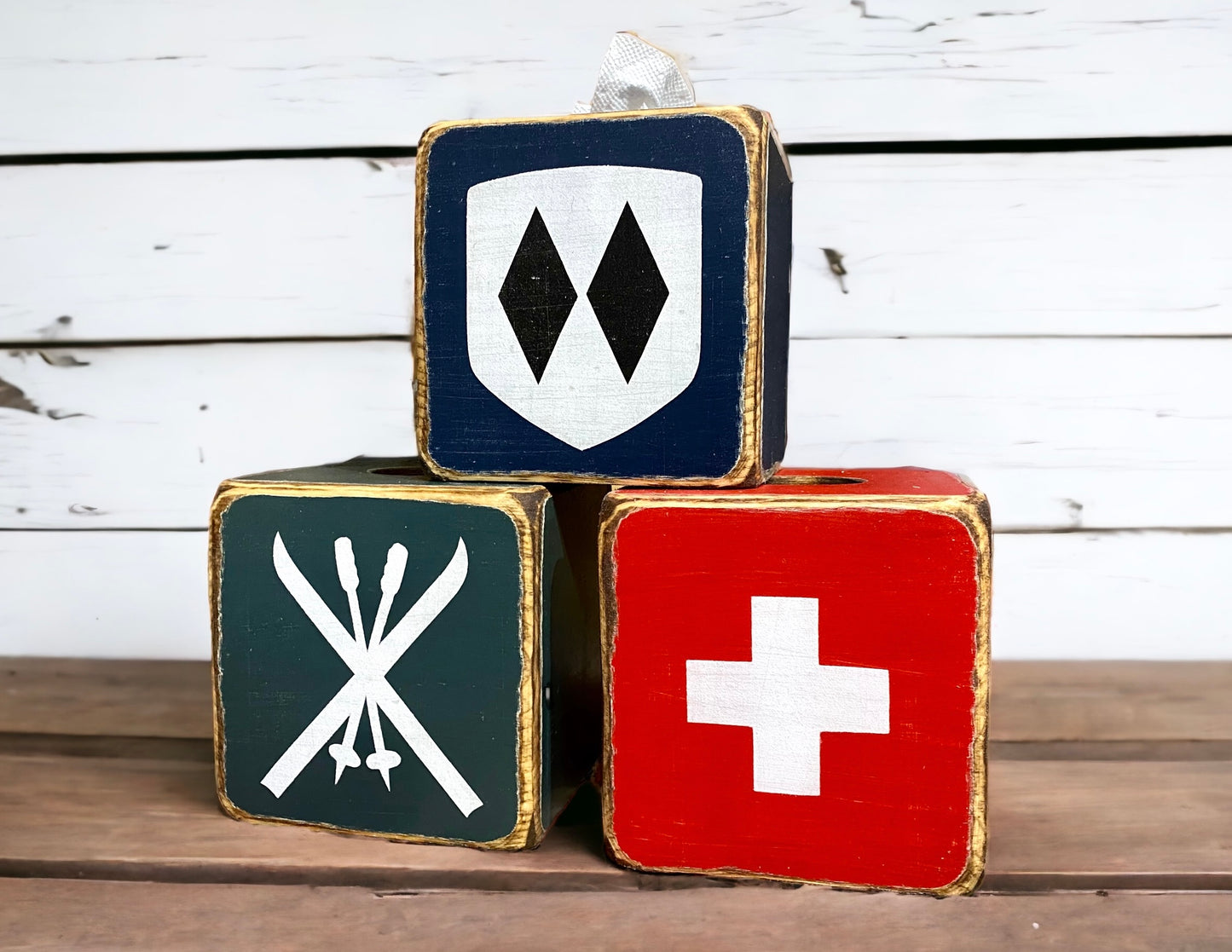 Double Diamond Ski Trail Sign Tissue Box Cover