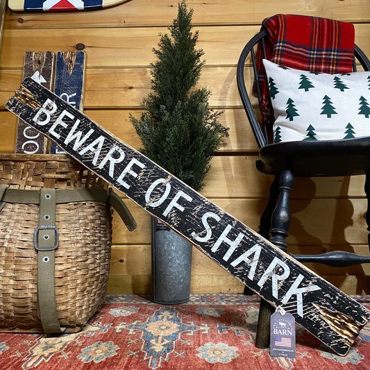 Beware of Shark Wood Sign