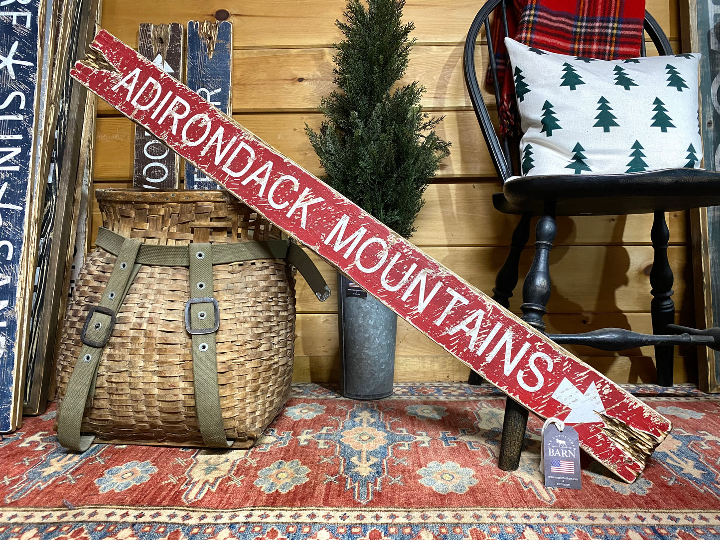 Adirondack Mountain Rustic Wood Sign