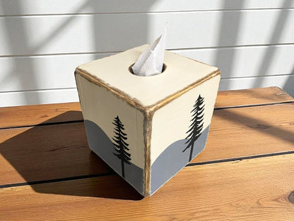 Mountain Pine Tree Forest Tissue Box Cover