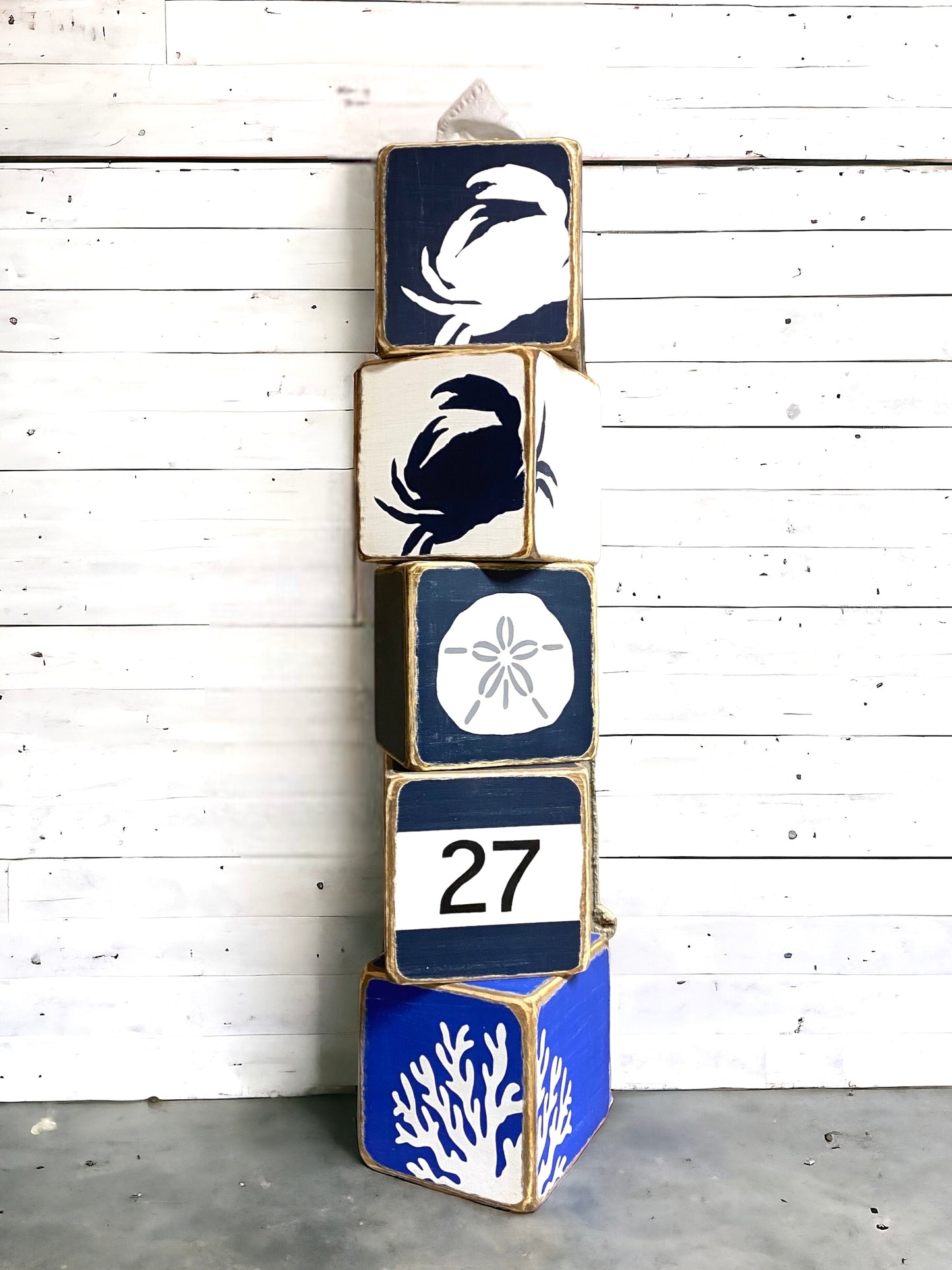 Beach House Tissue Box Cover, Coastal Cape Cod Decor