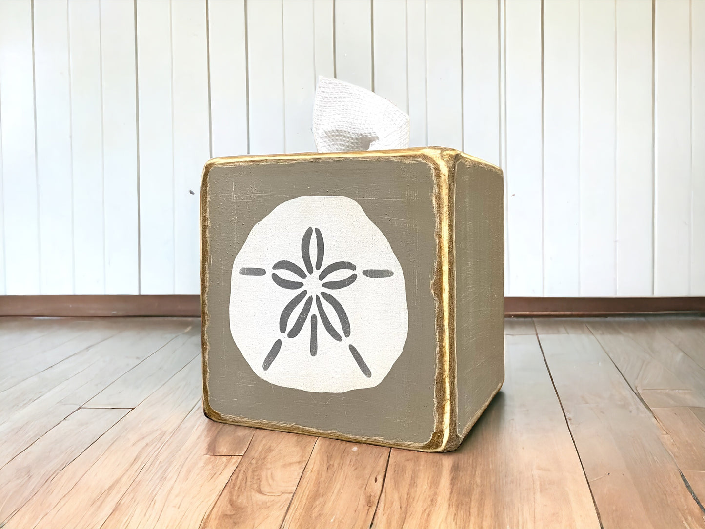 Sand Dollar Tissue Box Cover, Coastal Florida Decor