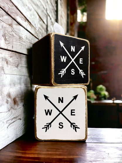 Compass tissue box cover