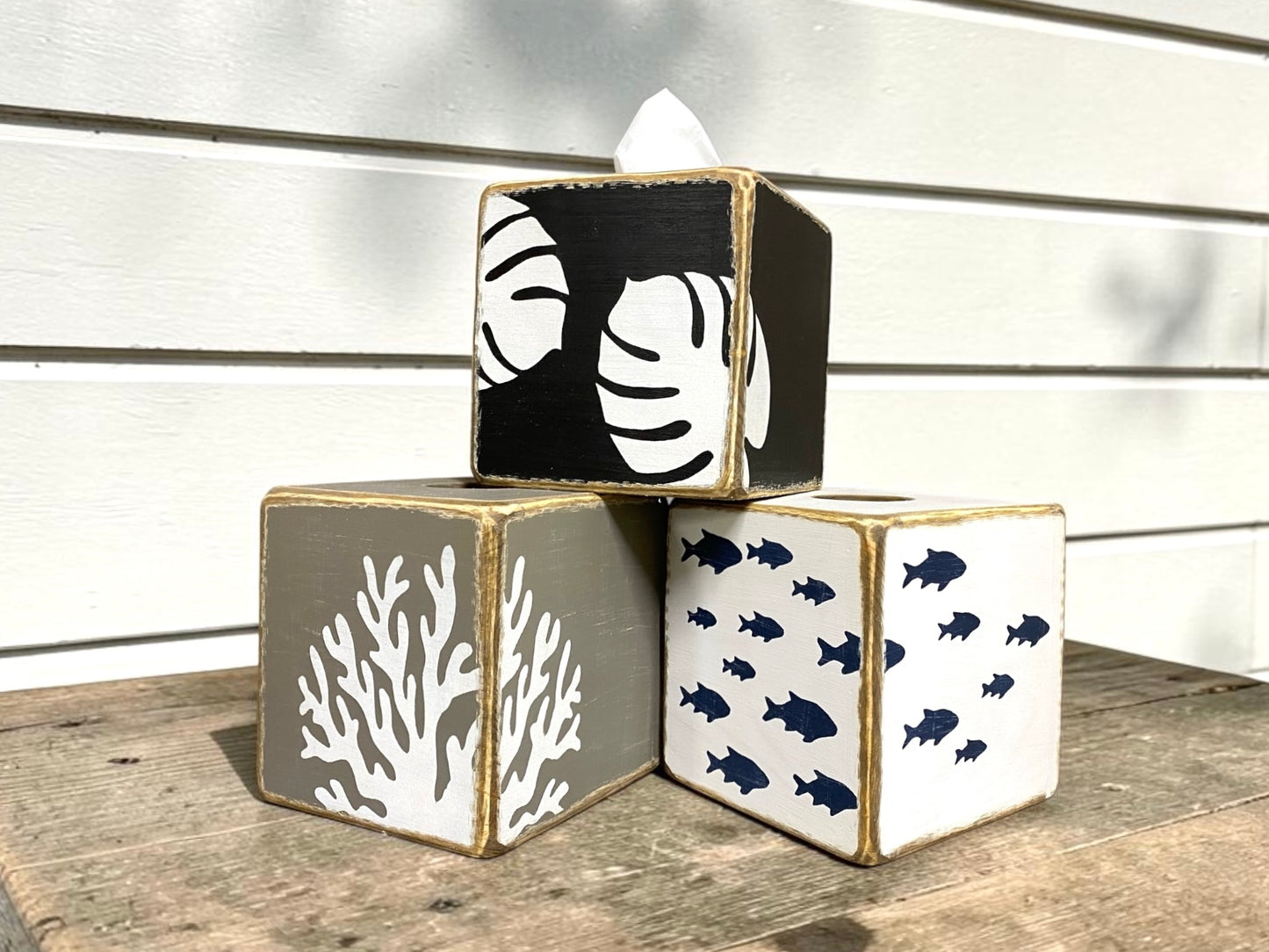 Beach House Coral Tissue Box Cover