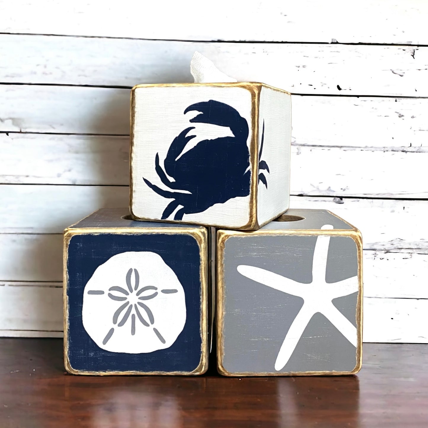Starfish Tissue Box Cover, Coastal Beach House Decor