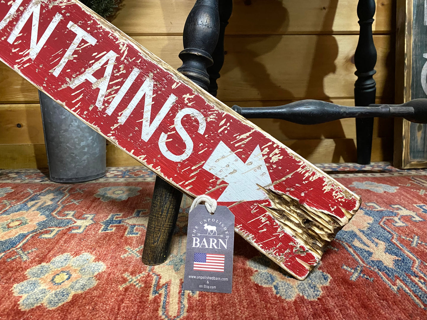 Adirondack Mountain Rustic Wood Sign