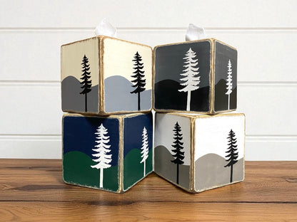Pine Tree Forest Cabin Tissue Box Cover