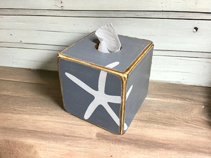 Starfish Tissue Box Cover, Coastal Beach House Decor