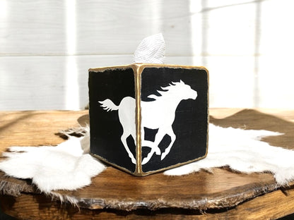Horse tissue box for equestrian decor