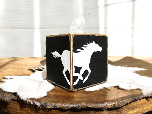 Horse tissue box for equestrian decor