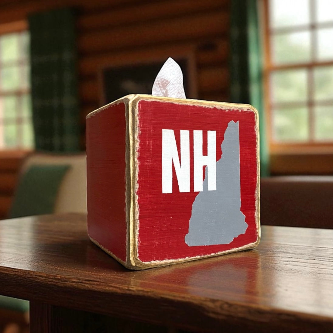 State of New Hampshire Rustic Tissue Box Cover