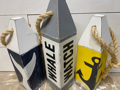Nautical Whale Watch Wood Buoy Set