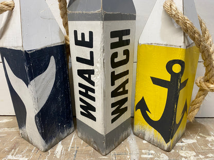 Nautical Whale Watch Wood Buoy Set