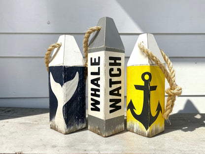 Nautical Whale Watch Wood Buoy Set
