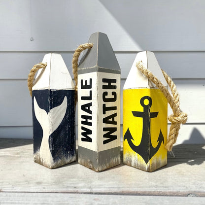 Nautical Whale Watch Wood Buoy Set