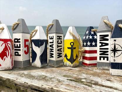 Nautical Whale Watch Wood Buoy Set