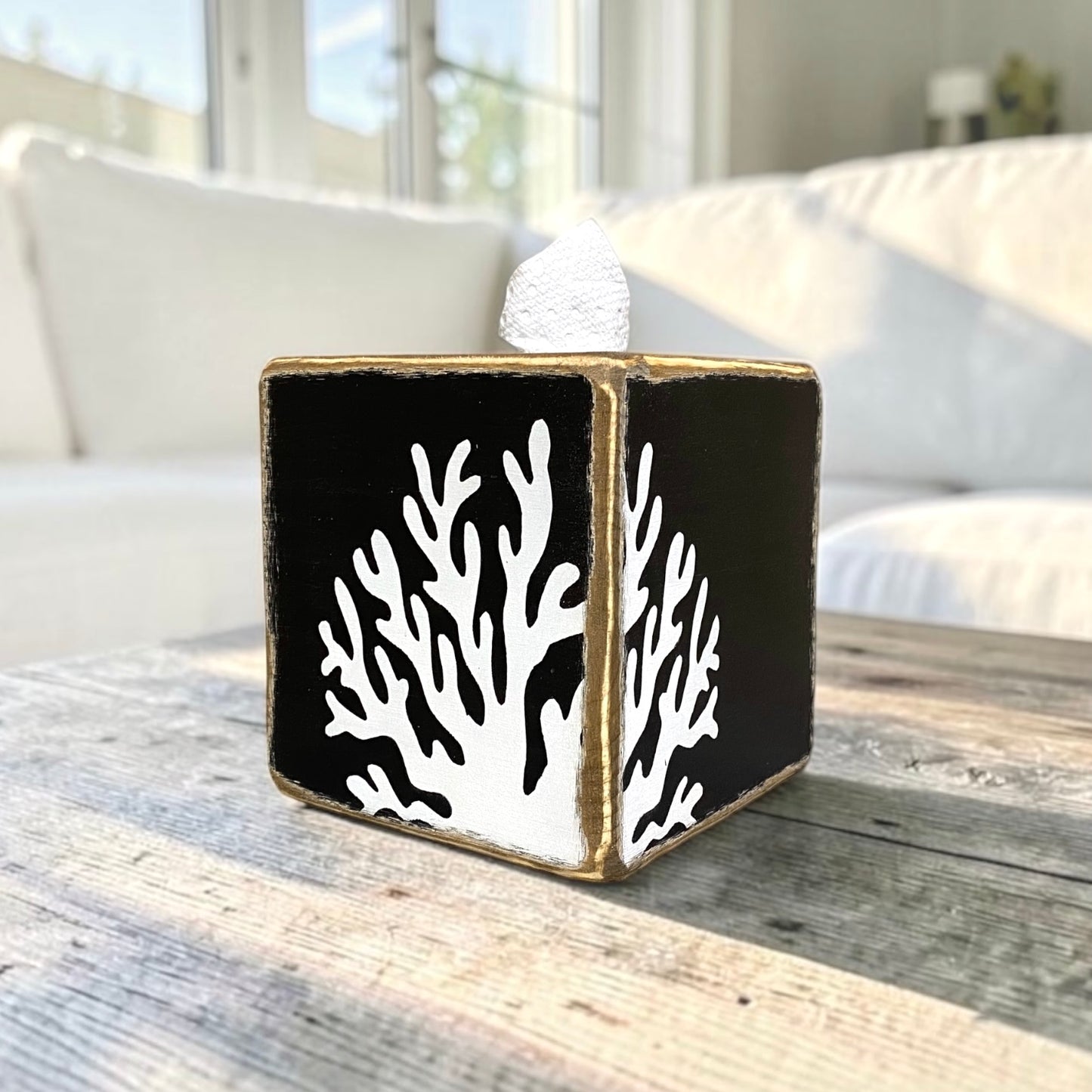 Ocean Coral Beach House Tissue Box Cover