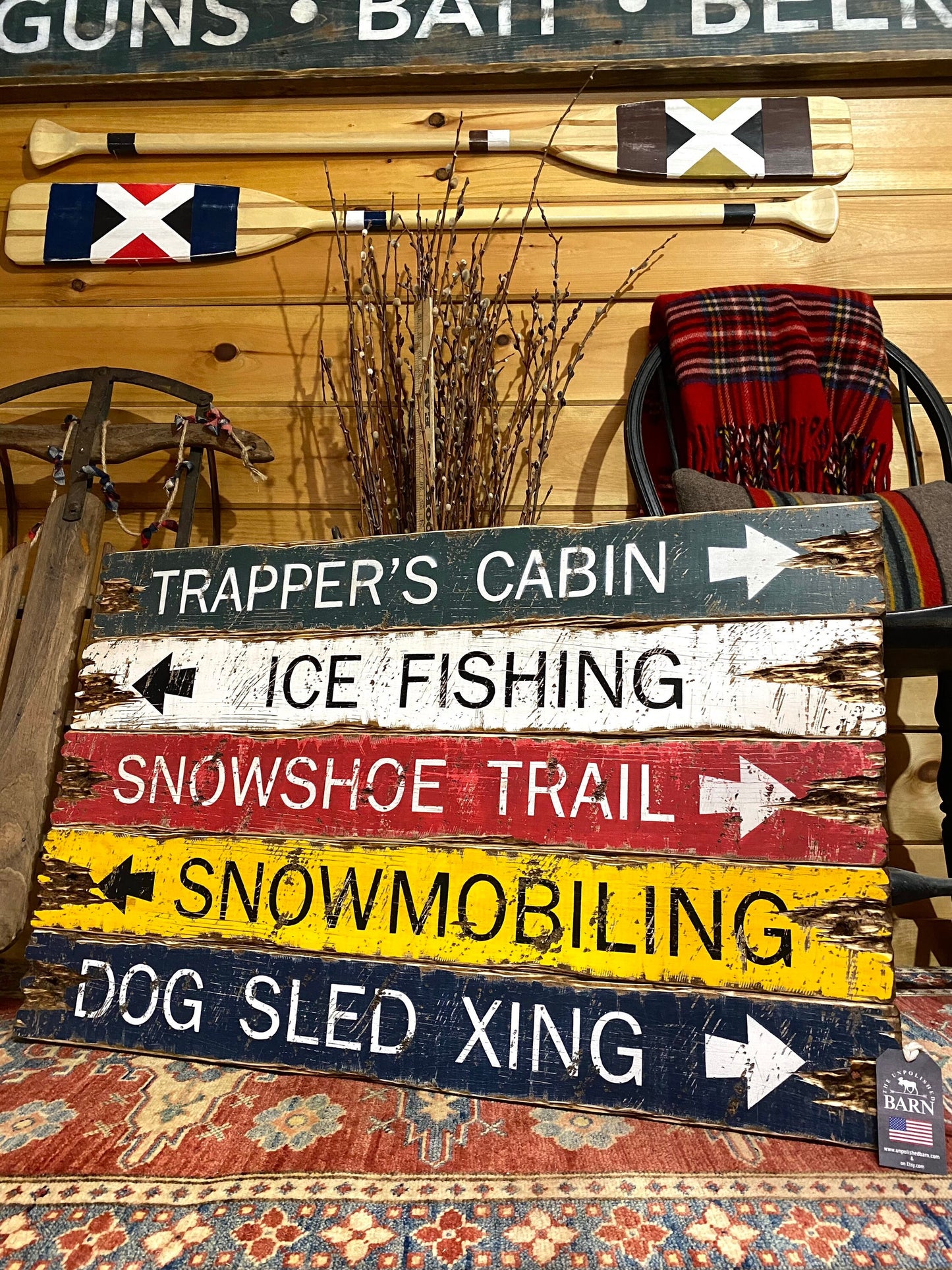 Hunting Dog Sled Cabin Signs