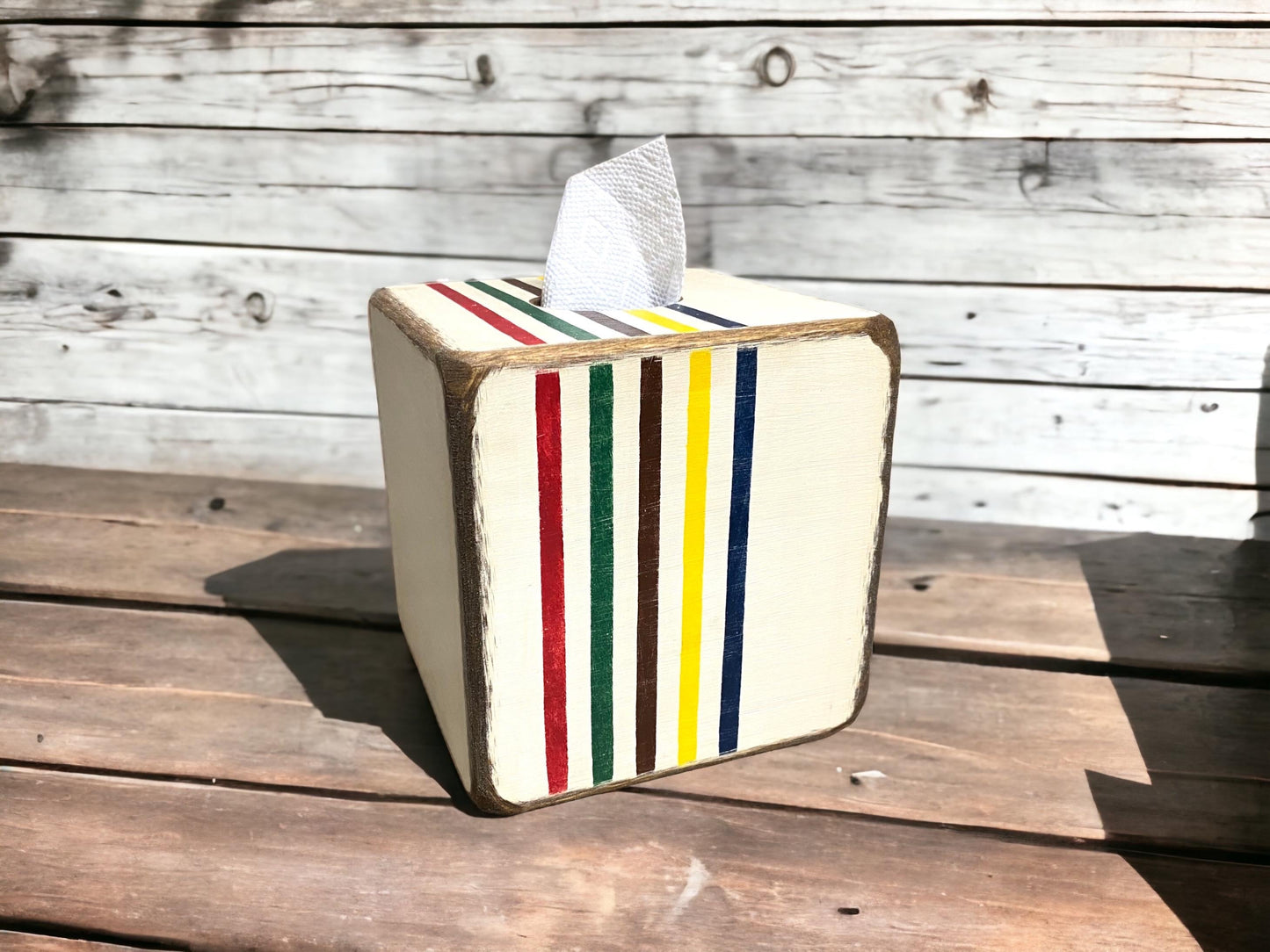 Rustic Log Cabin Wood Tissue Box Cover