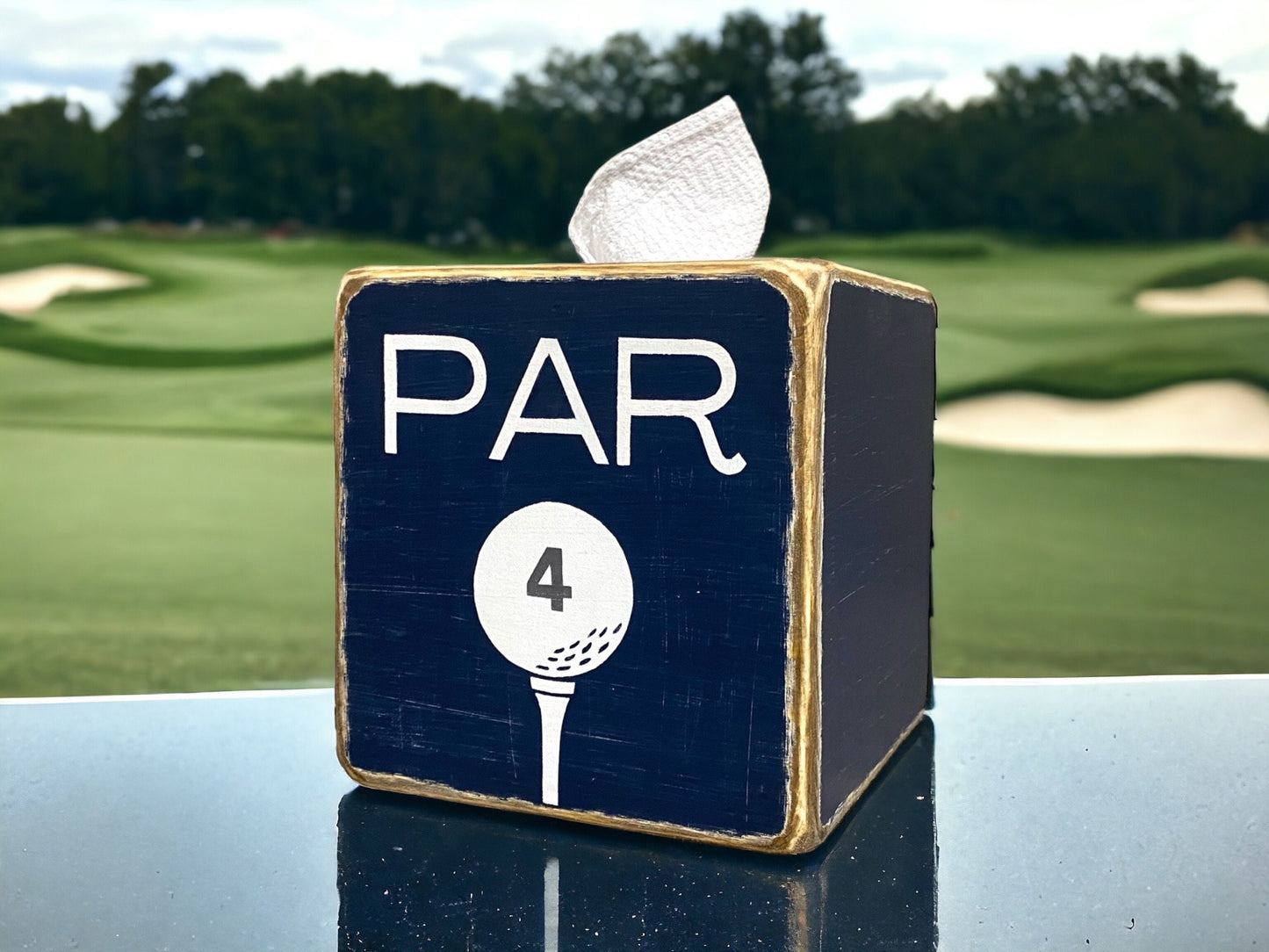 Par 4 Golf Ball Tissue Box Cover