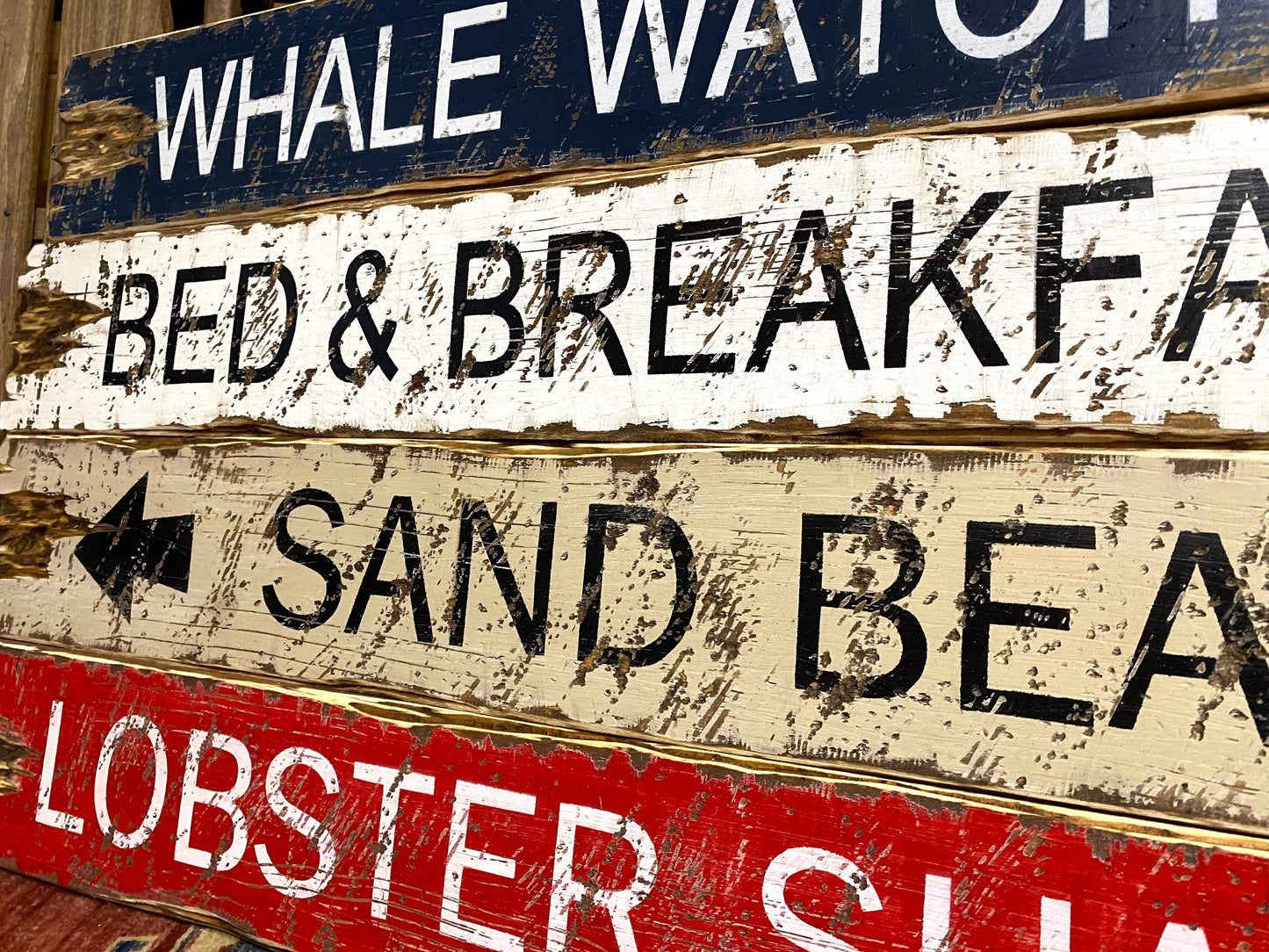 Coastal Bar Harbor Maine Rustic Wood Sign Set