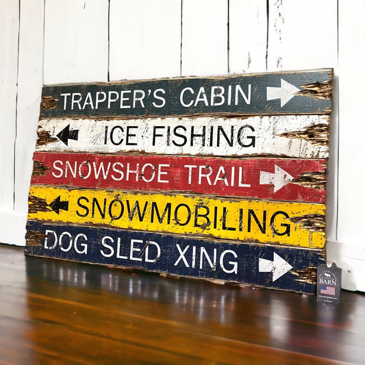 Winter hunting cabin signs