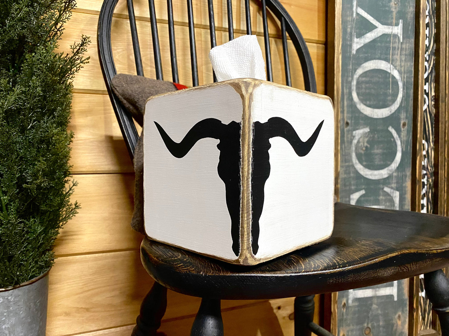 Texas Longhorn Tissue Box Cover, Western Cowgirl Decor