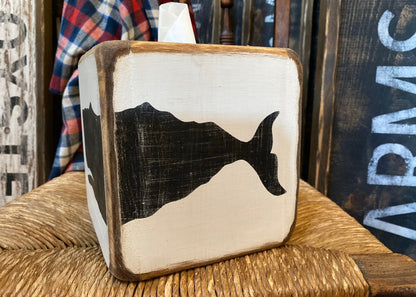 Nautical Coastal Home Decor, Whale Tissue Box Cover