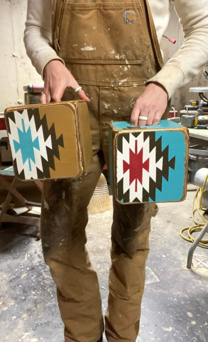 Southwestern Turquoise Aztec Tissue Box Cover