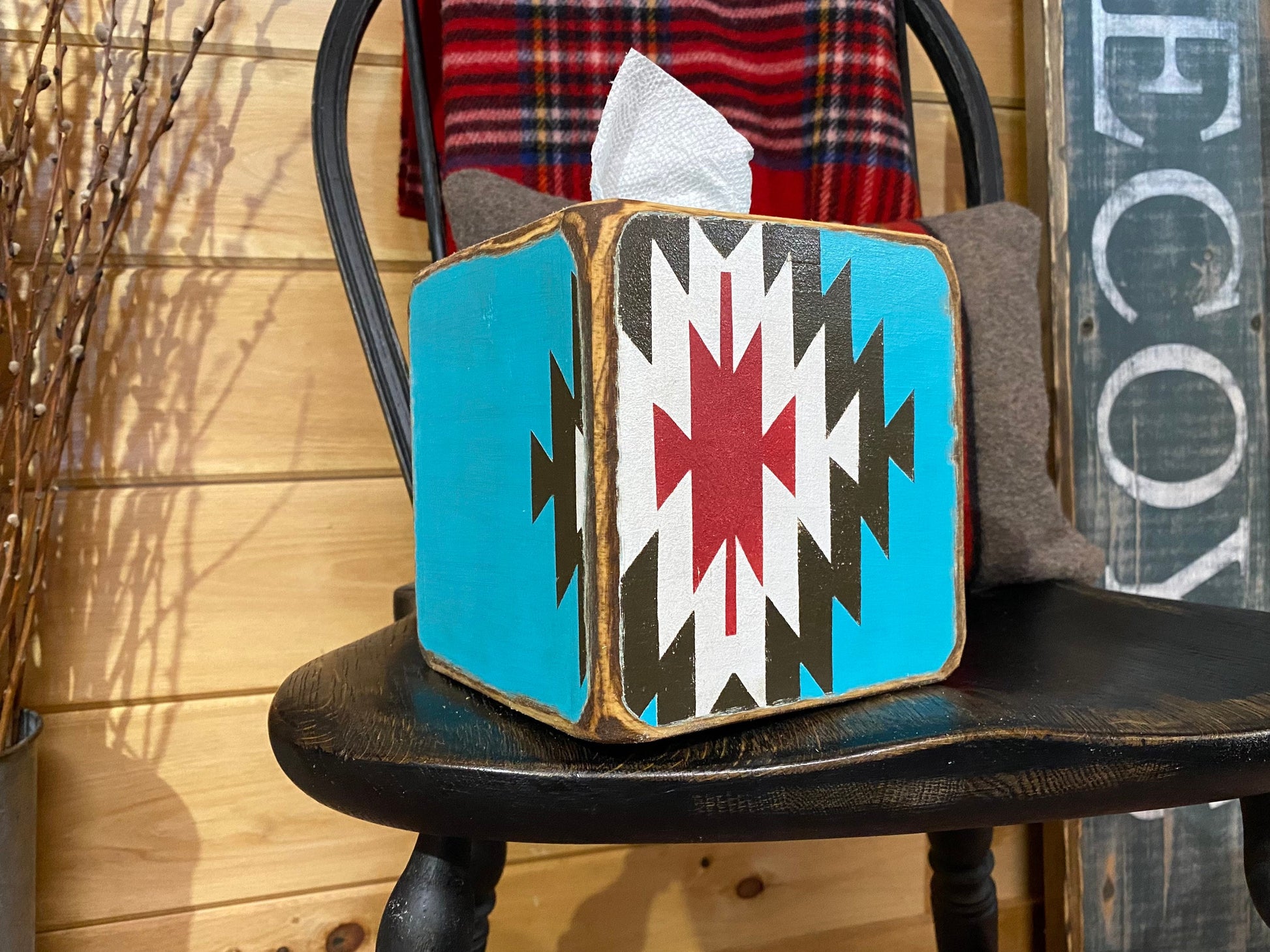 Turquoise southwestern tissue box