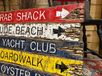 Coastal Beach Sign Set, Rustic Nautical Decor