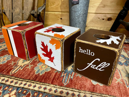 Rustic Fall Tissue Box Cover,  Thanksgiving Bathroom Decor
