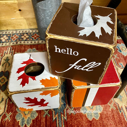 Rustic Fall Tissue Box Cover,  Thanksgiving Bathroom Decor