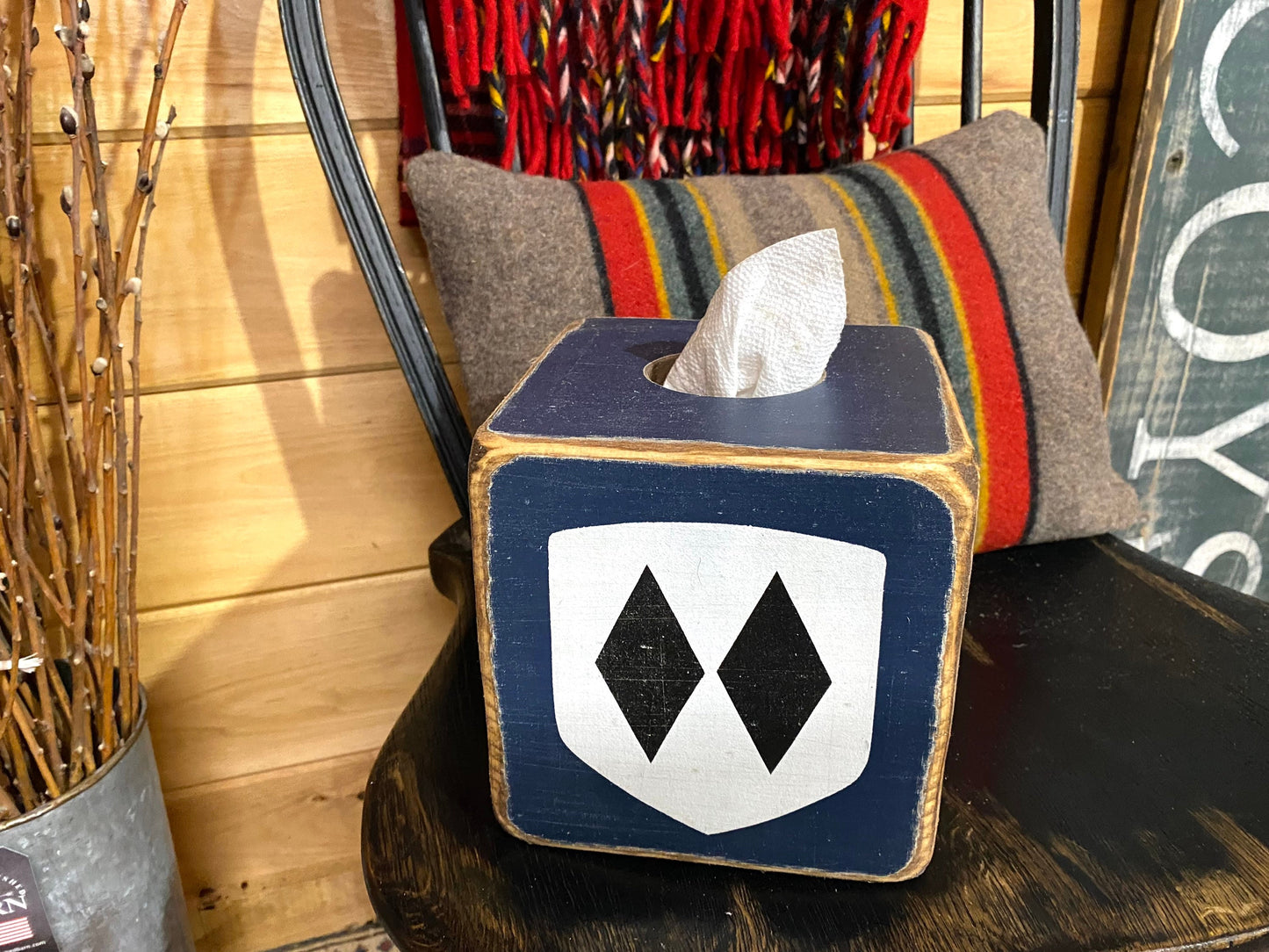Double Diamond Ski Trail Tissue Box Cover