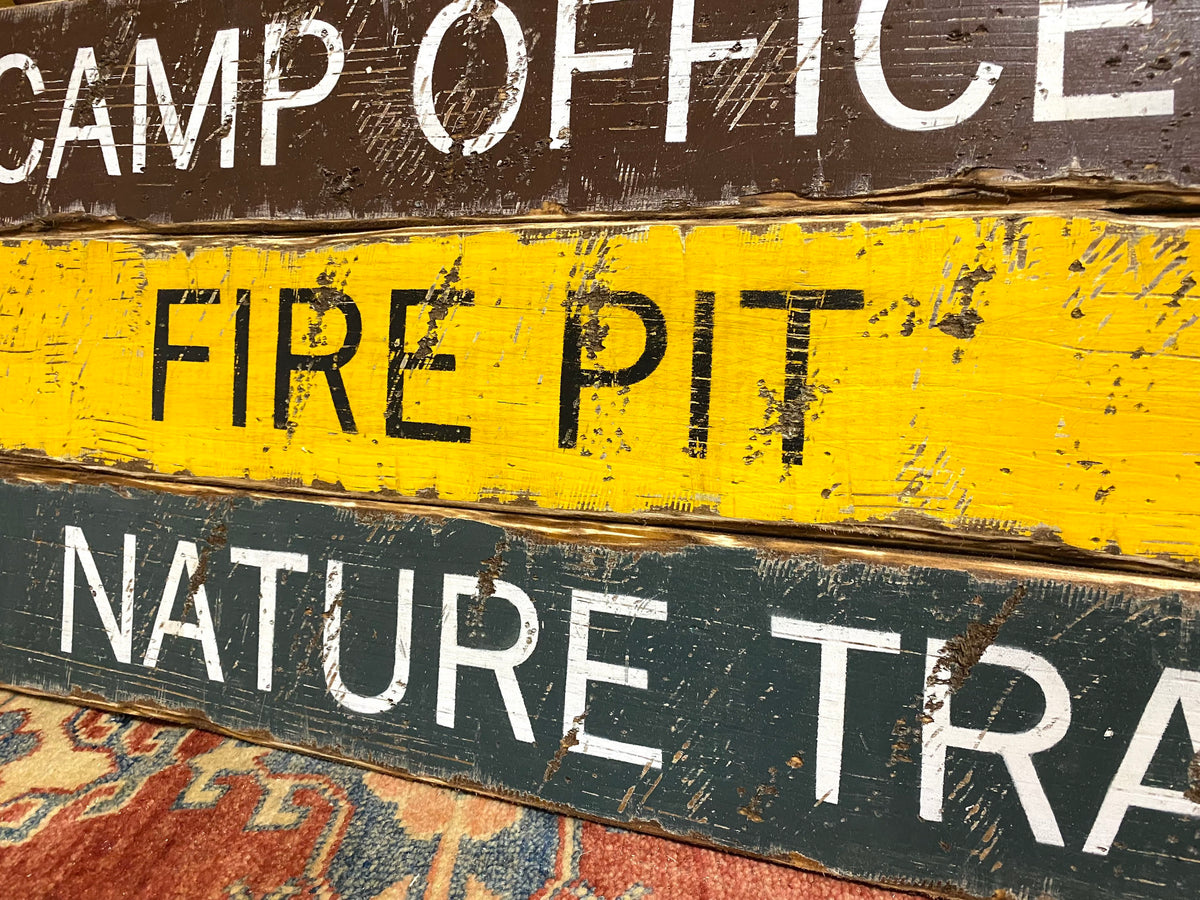 Camp Sign Rustic Rustic Hiking Camp Sign Set – Unpolished Barn
