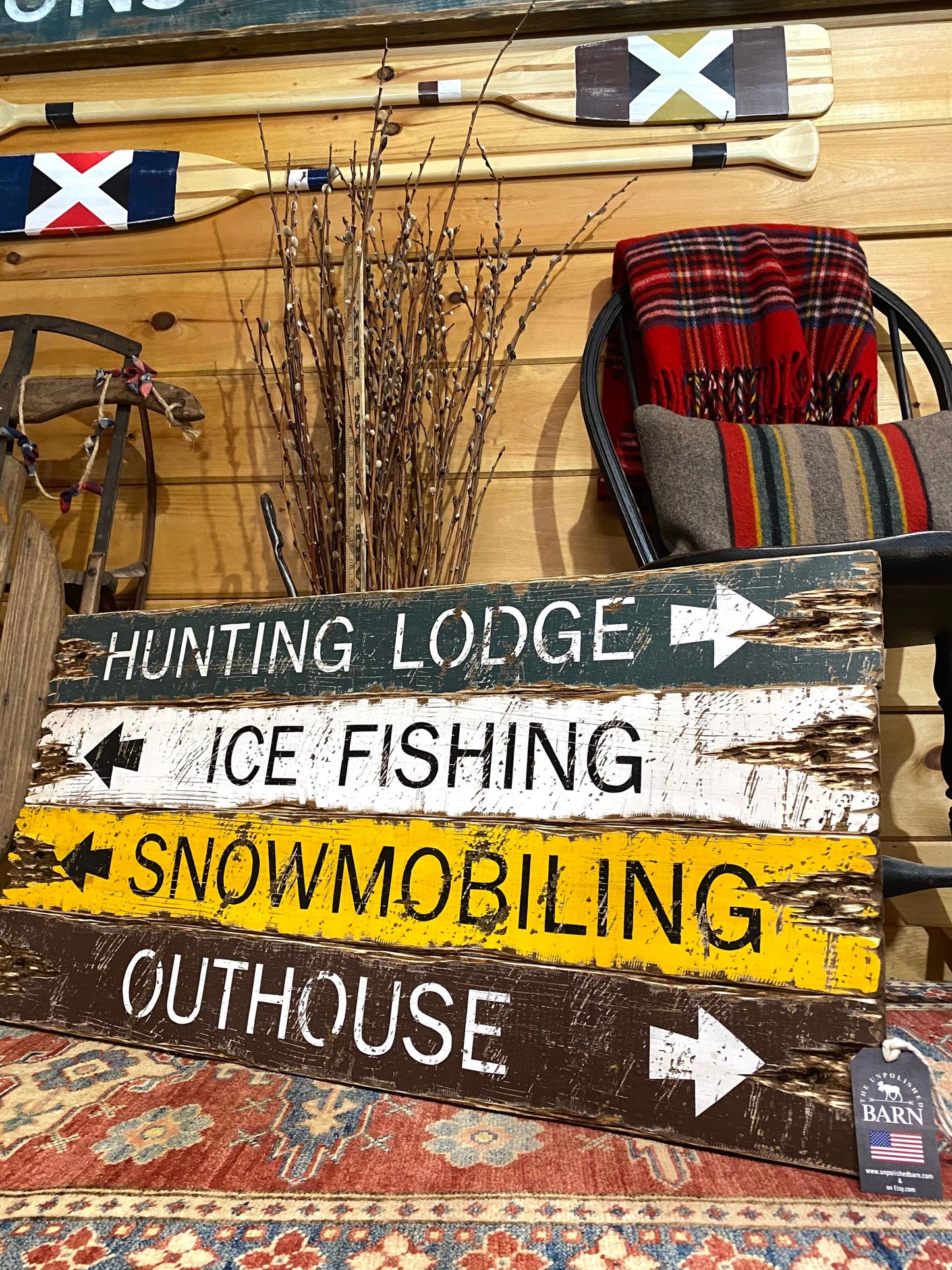 Ice fishing shack sign
