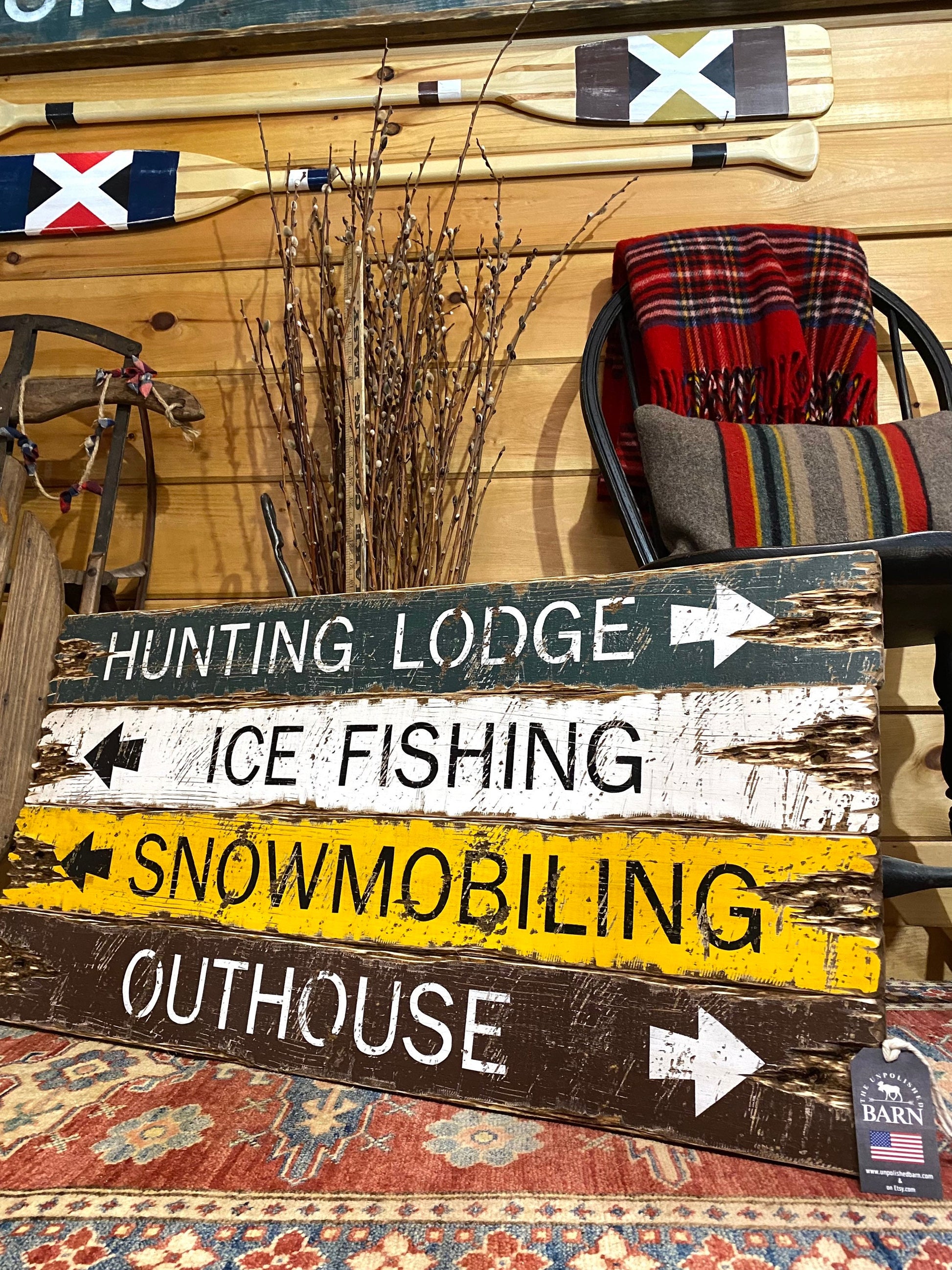 Ice fishing shack sign