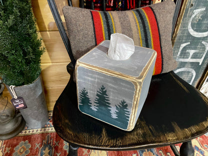 Pine Tree Forest Rustic Tissue Box Cover