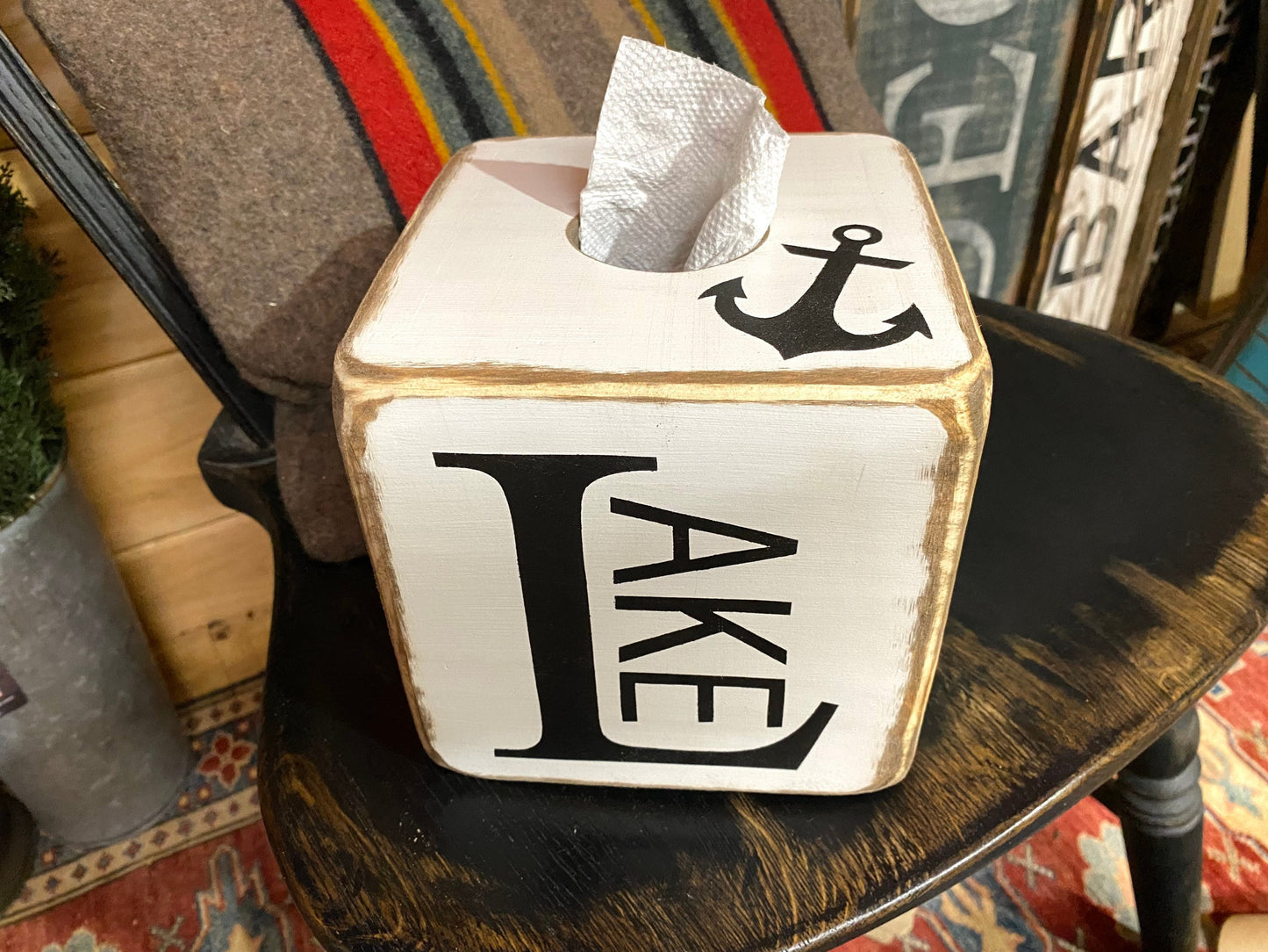 Lake House Anchor Tissue Box Cover