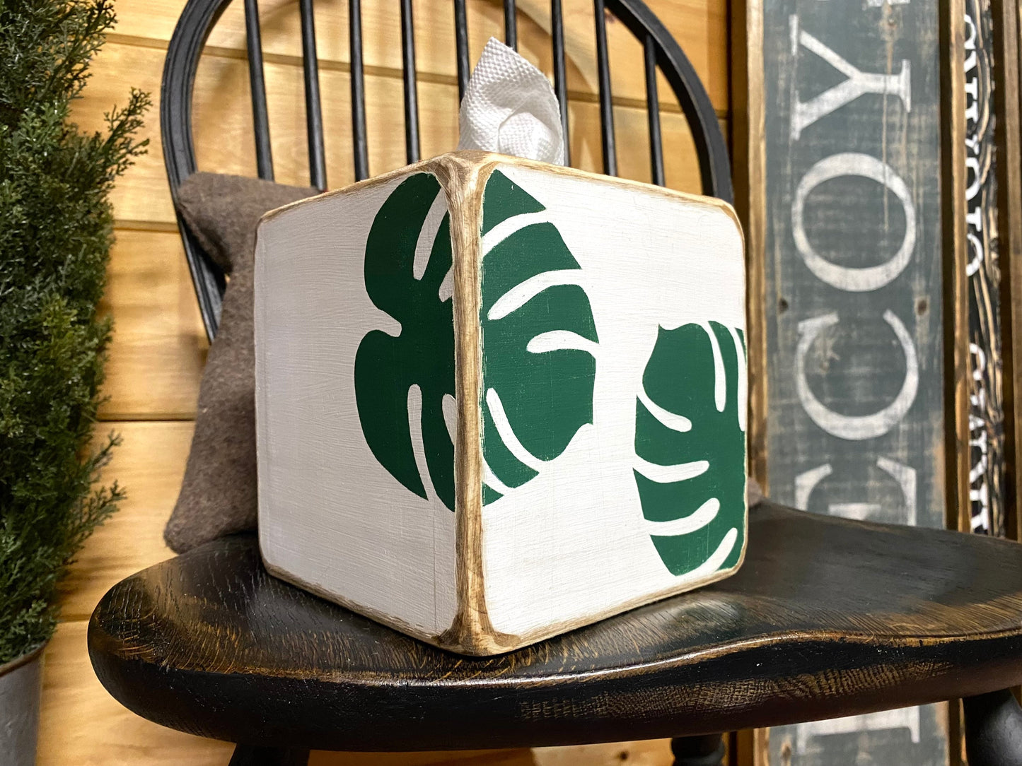 Monstera Deliciosa Tropical Leaf Tissue Box Cover