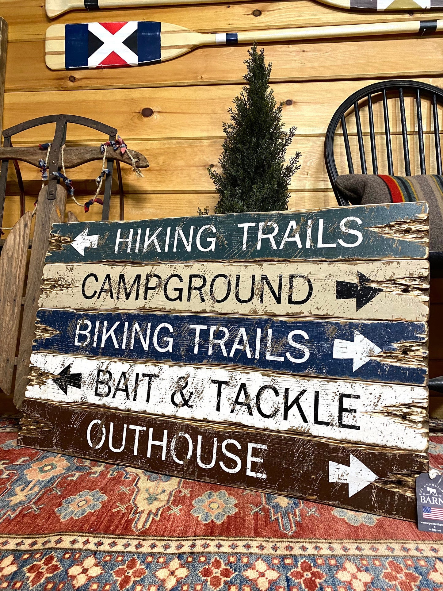 Log Cabin Sign Set , Hiking Biking National Park