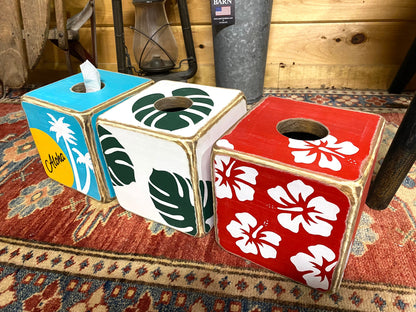 Aloha Hibiscus Tropical Flower Tissue Box Cover