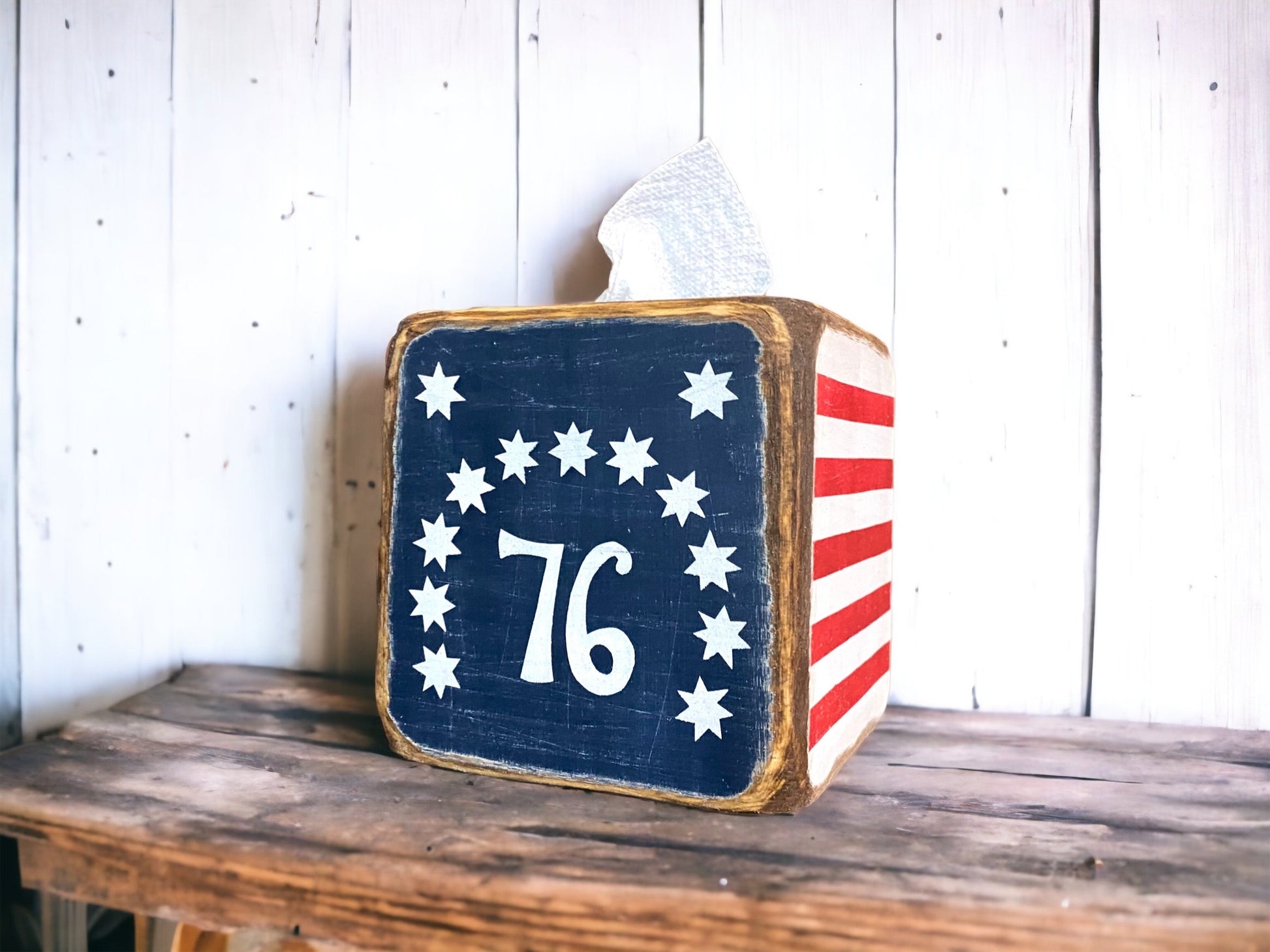 Bennington flag tissue box