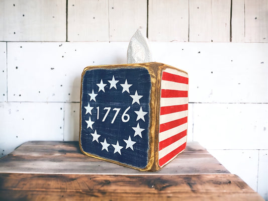 Betsy Ross 1776 Flag tissue box cover