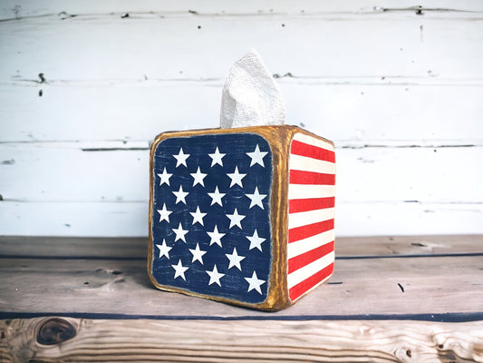 American flag tissue box