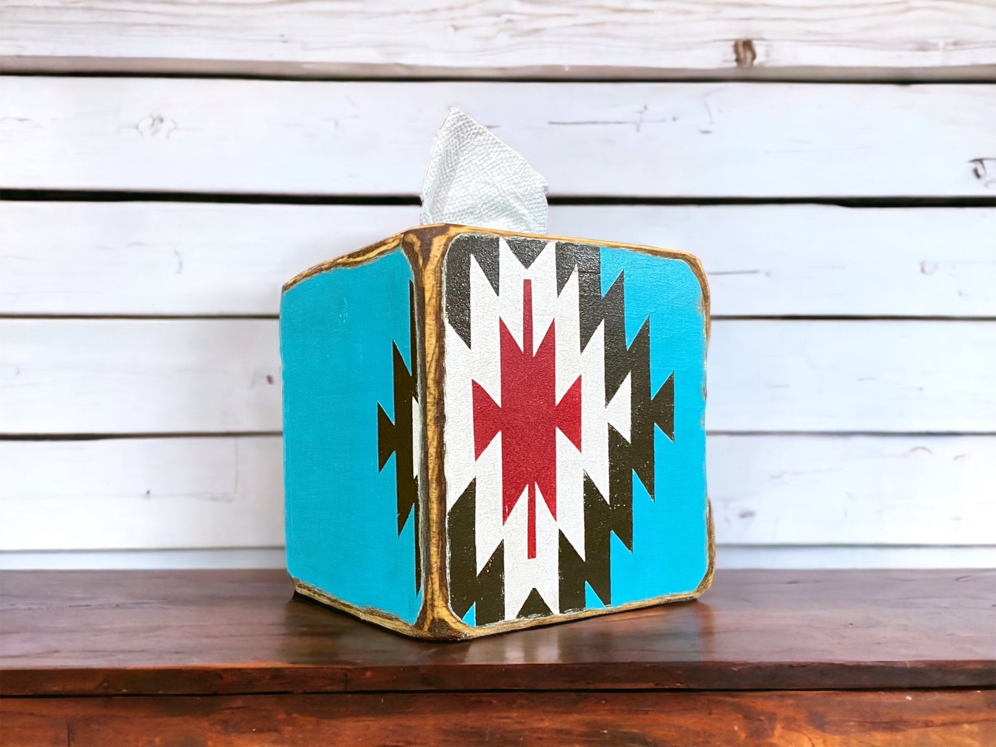 Western turquoise Aztec tissue box 