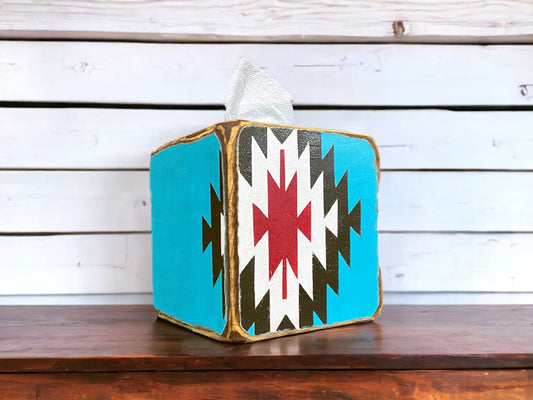 Western turquoise Aztec tissue box 