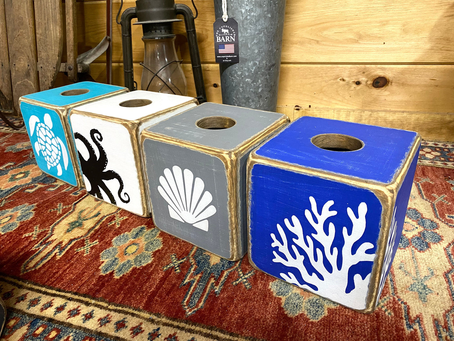Ocean Coral Beach House Tissue Box Cover