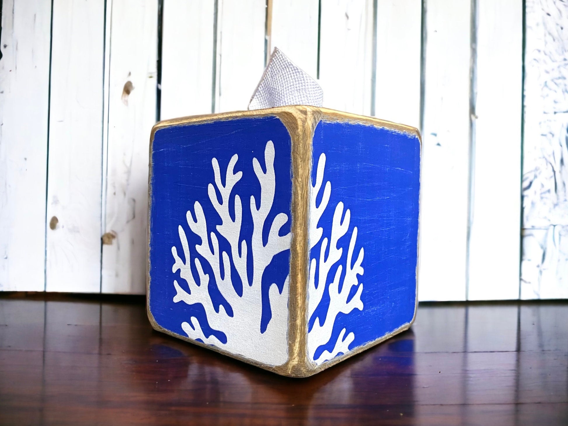 Ocean coral beach tissue box