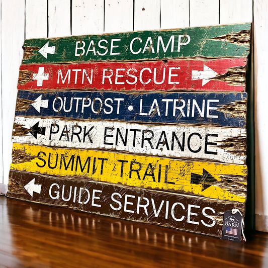 Hiking mountain climbing sign set